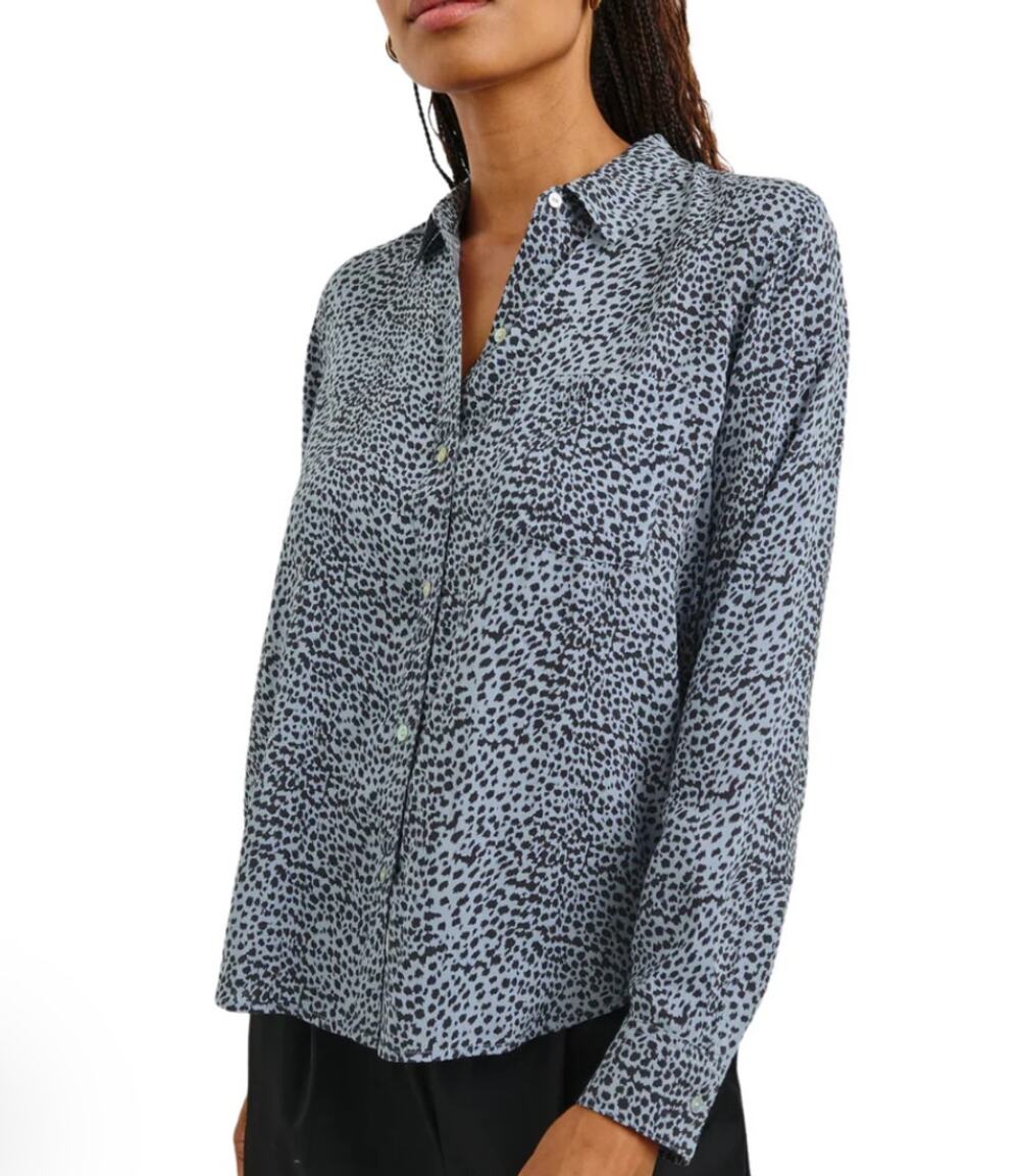 Rails Josephine Blue Lynx Animal Print Lightweight Relaxed Button-Down Shirt XS
